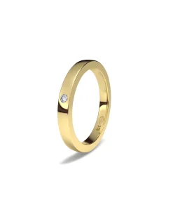 Alianza de Oro Amarillo Cuadrada con Diamante