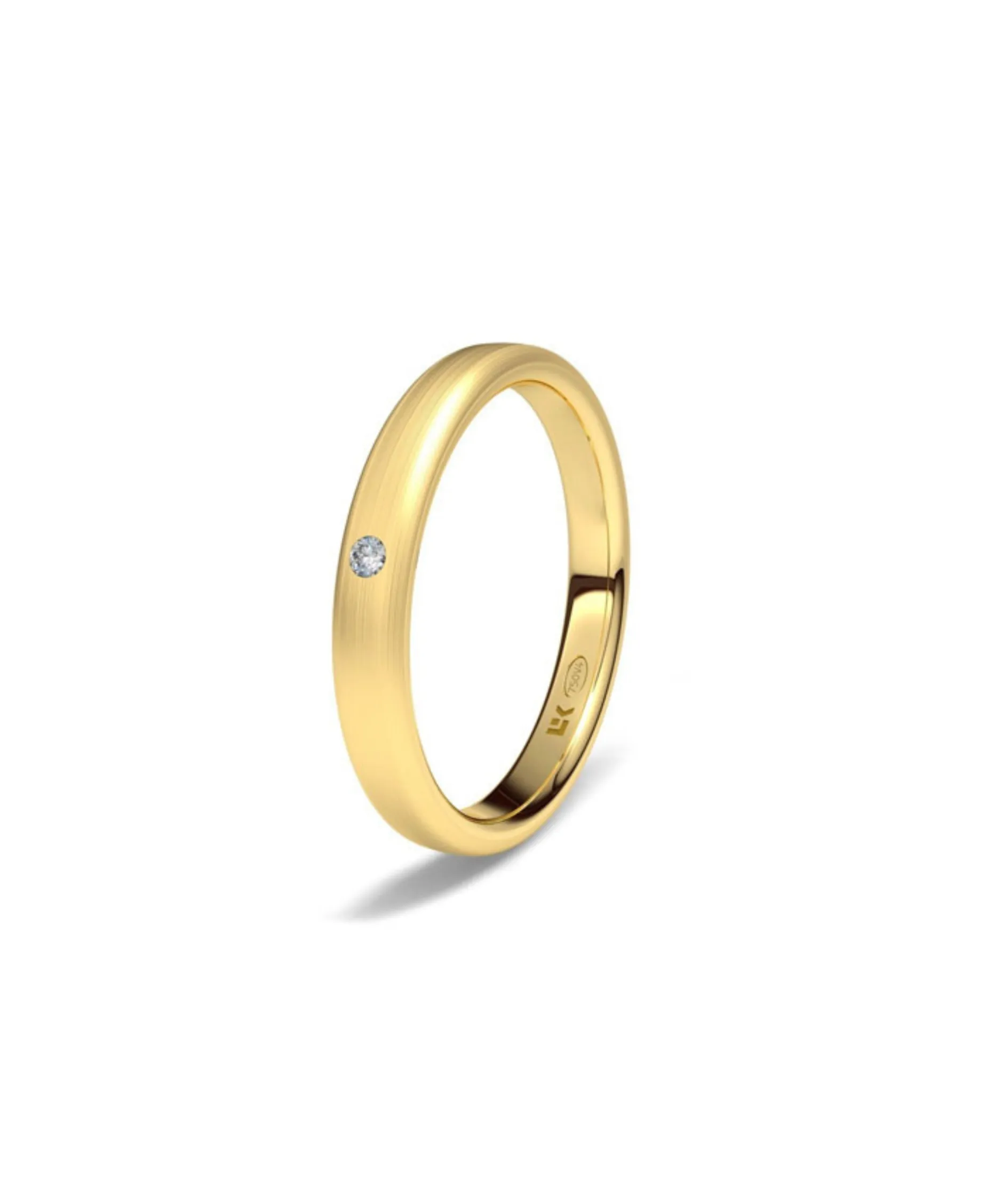 Alianza de Oro Amarillo Ovalada con Diamante