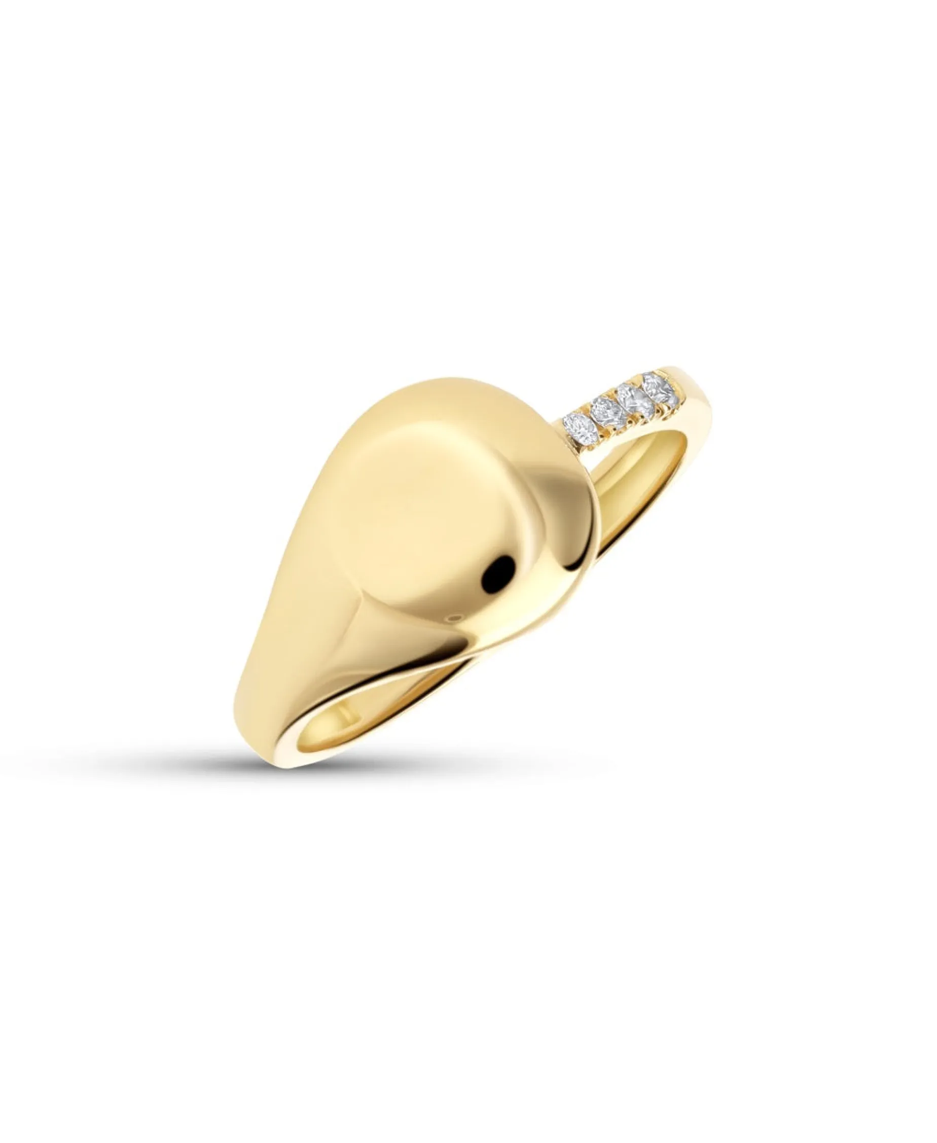 Anillo Abierto Gota con Diamantes en Oro Amarillo