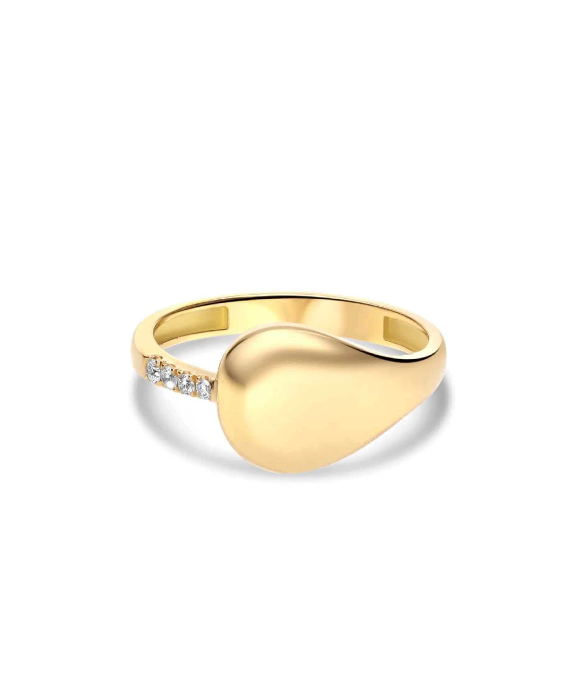 Anillo Abierto Gota con Diamantes en Oro Amarillo