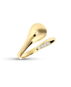 Anillo Abierto Gota con Diamantes en Oro Amarillo