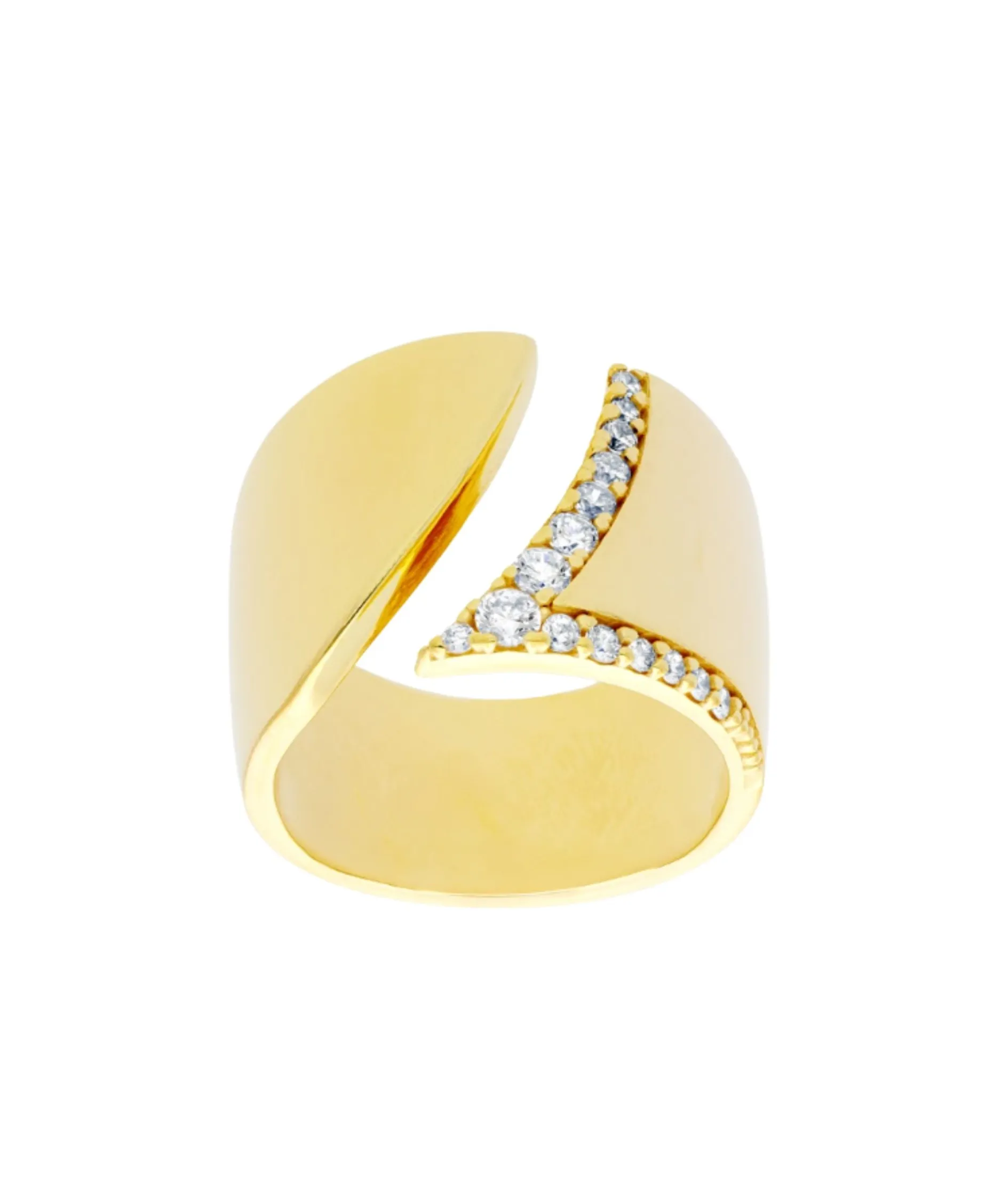 Anillo Abierto Marina García Plata Bañada en Oro Circonitas | 91184SD