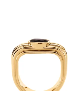 Anillo AGATHA París Haussman Circonita Marrón y Dorado | 02280115-236