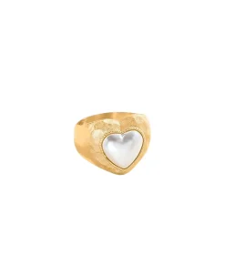 Anillo AGATHA París N° 13 Dorado Con Perla Corazón | 02280103-294