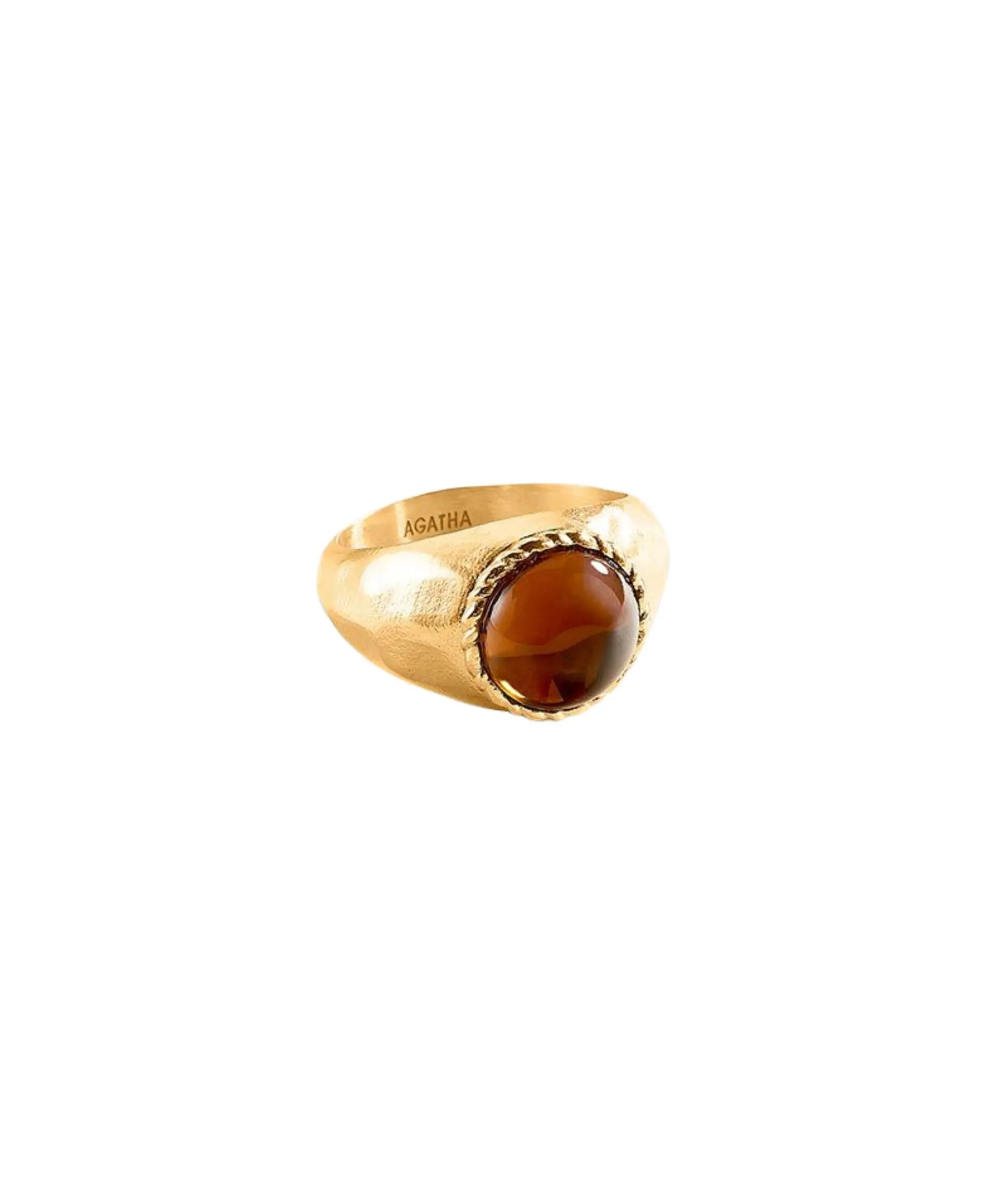 Anillo AGATHA París N° 13 Dorado y Cabujón Ámbar | 02280105-236
