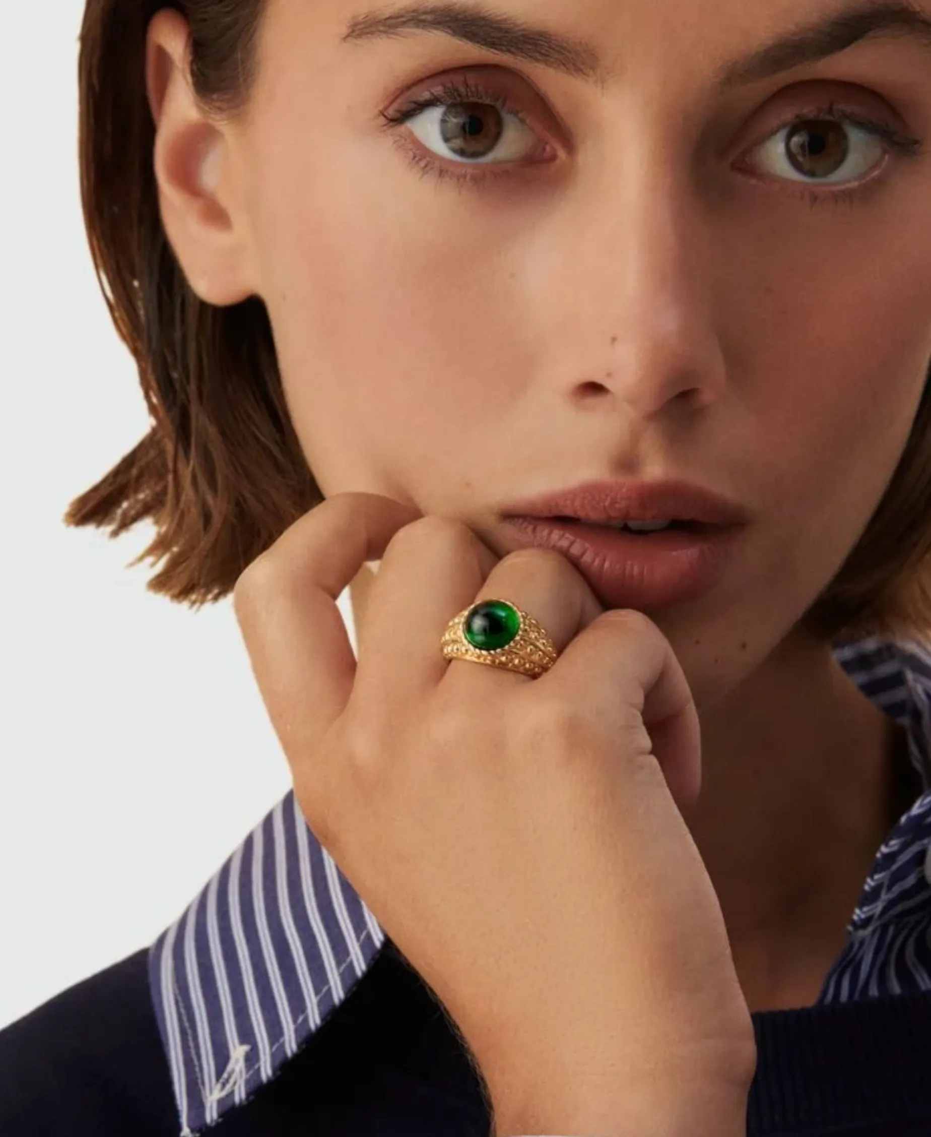 Anillo AGATHA París N° 13 Verde, Dorado y Vidrio | 02280107-658