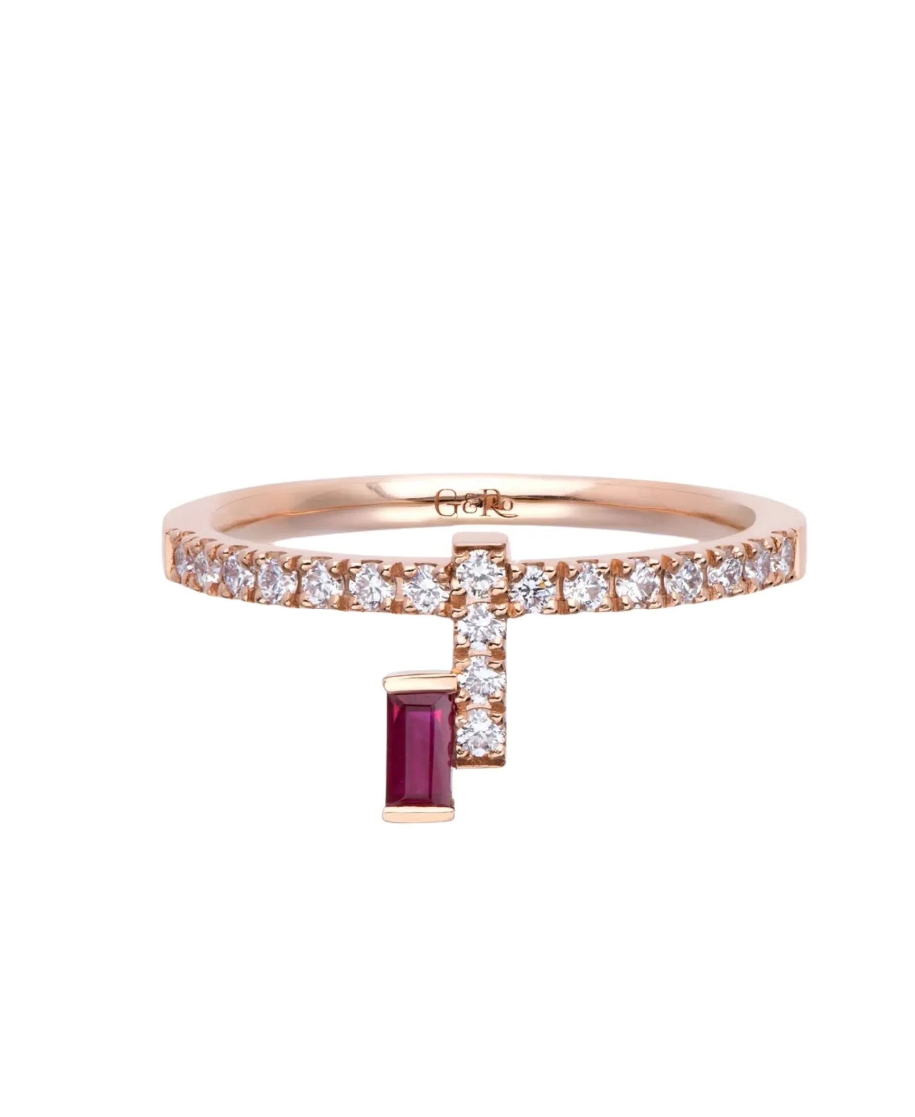 Anillo Banda Fina Gold&Roses I Am Red Oro Rosa y Rubí | GR-486.3RB
