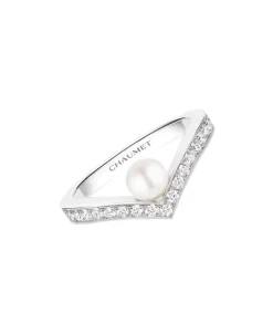 Anillo Chaumet Joséphine Aigrette Oro Blanco Perla y Diamantes | 085041