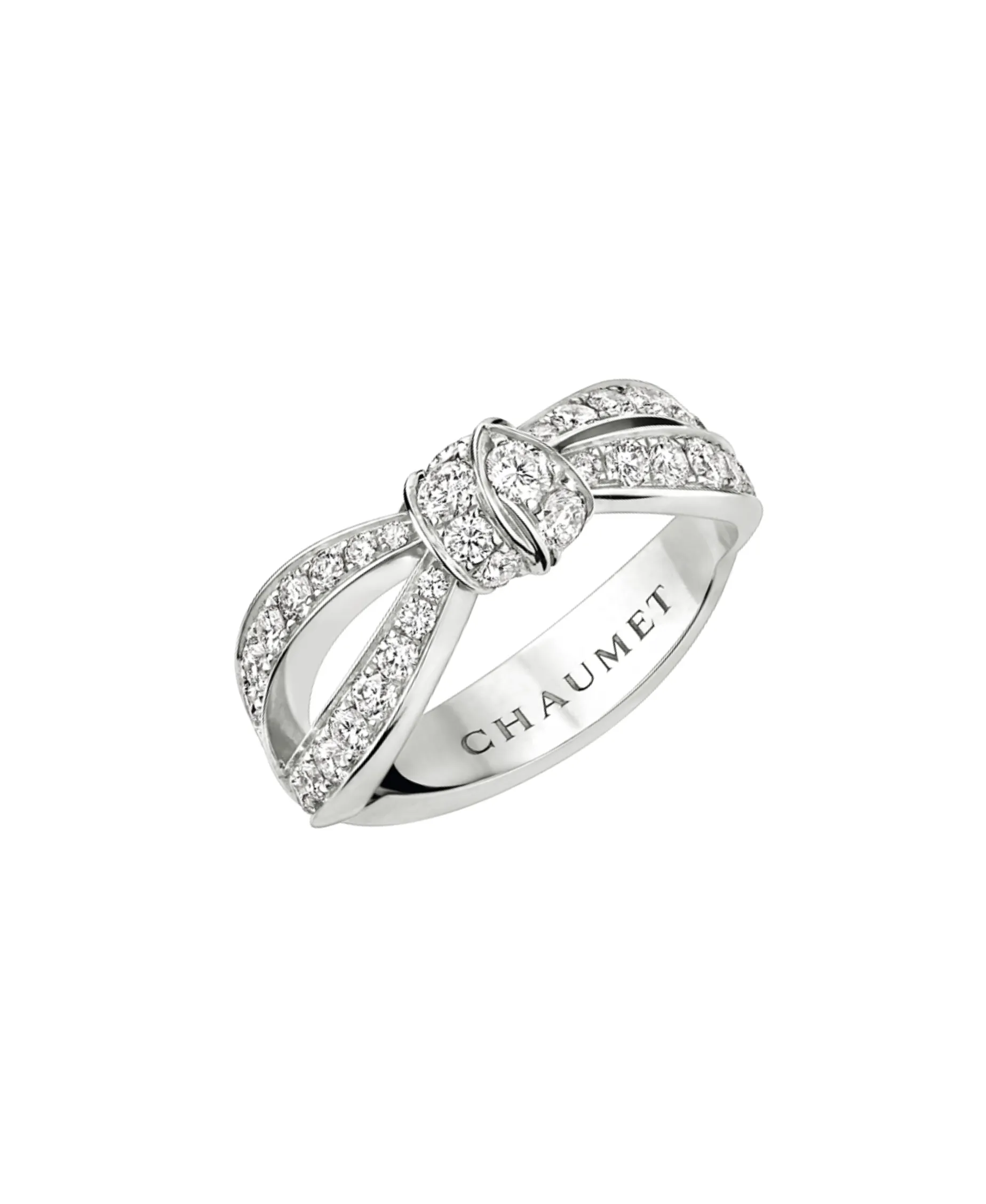 Anillo Chaumet Liens Séduction Oro Blanco Pavé de Diamantes | 083054