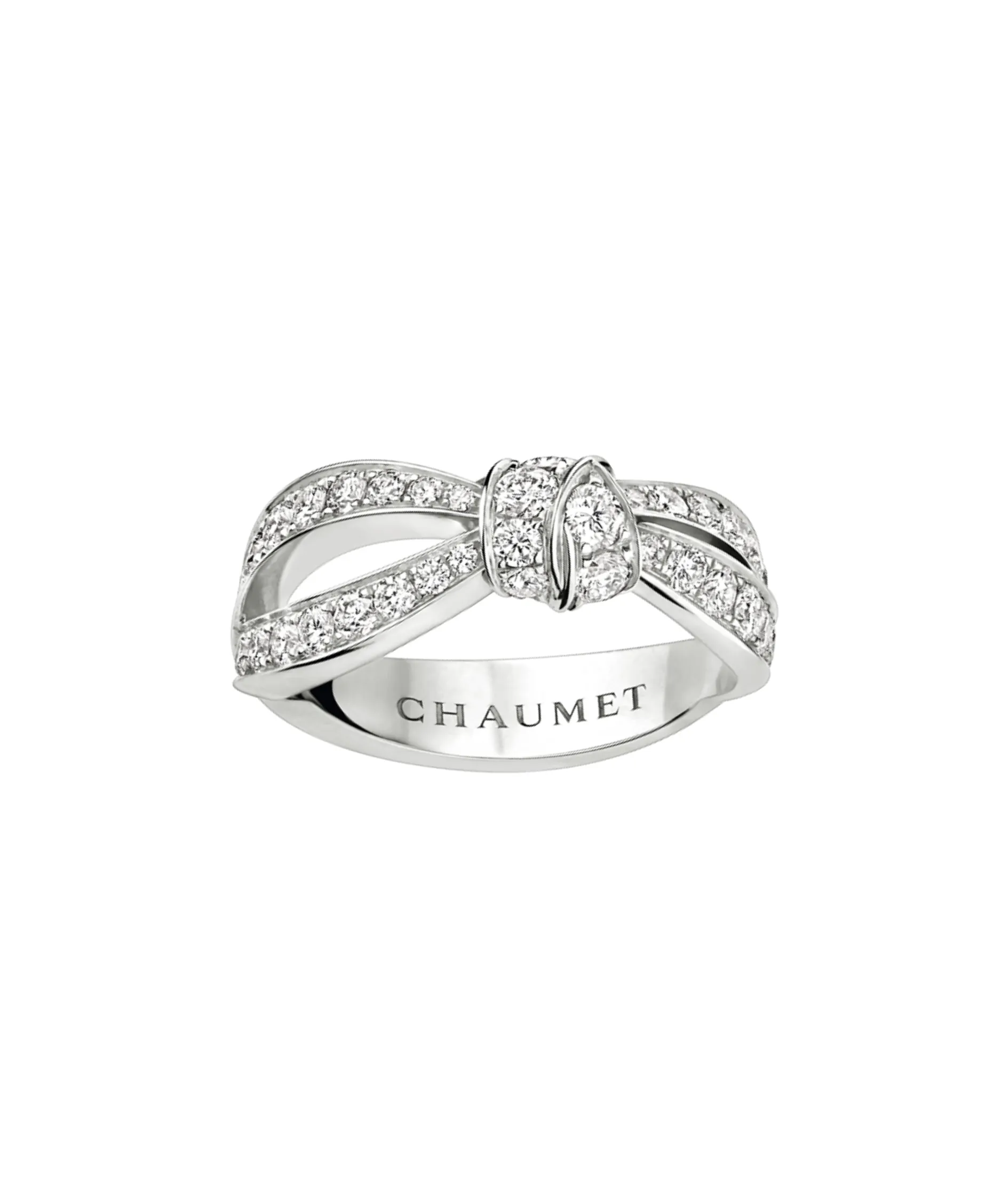 Anillo Chaumet Liens Séduction Oro Blanco Pavé de Diamantes | 083054
