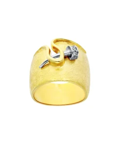 Anillo Clavo Marina García Silk Plata Bañada en Oro Circonitas | 91140SC