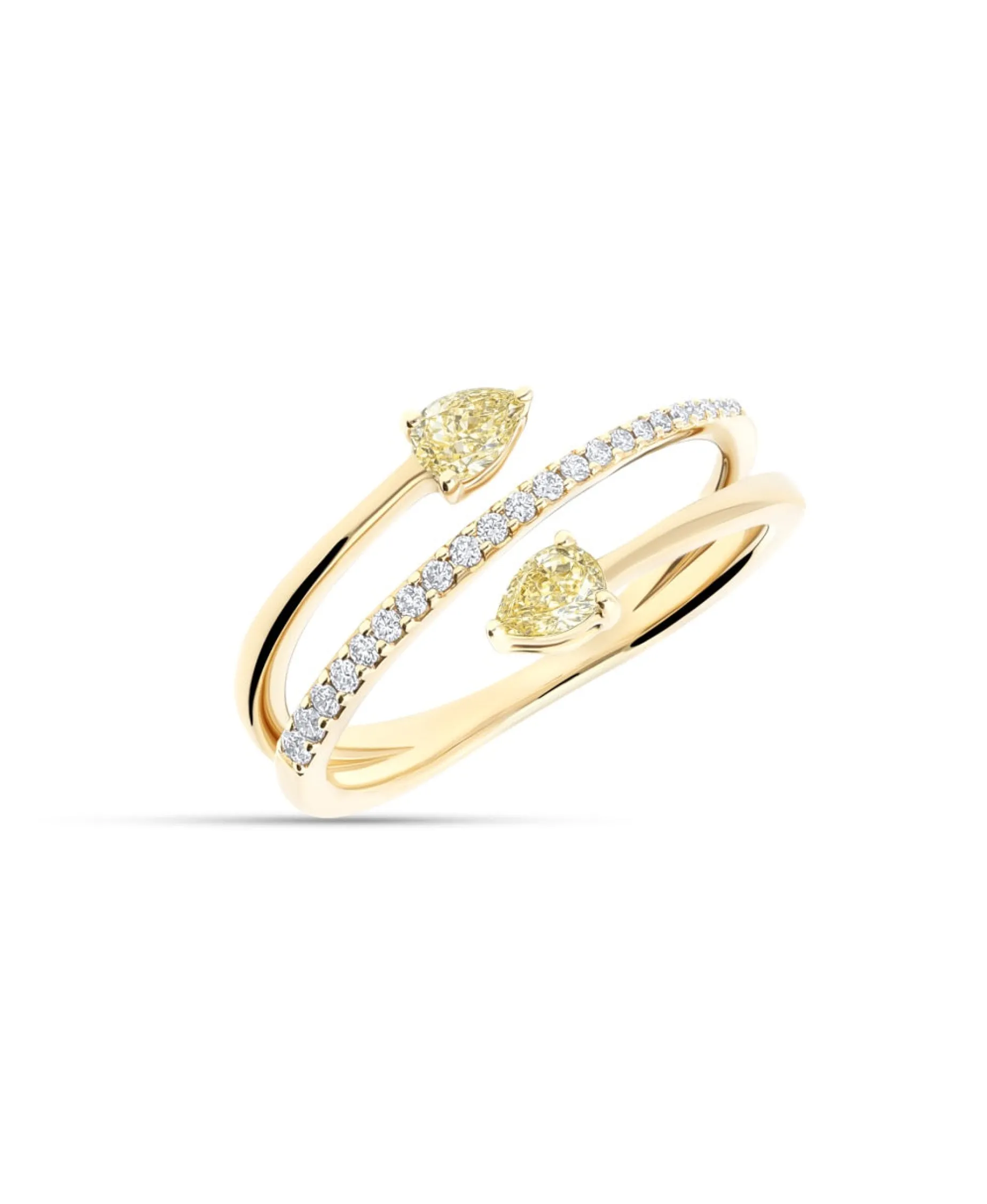Anillo Cruzado con Diamantes Fancy Talla Pera y Brillantes en Oro Amarillo | 543JSO74100224