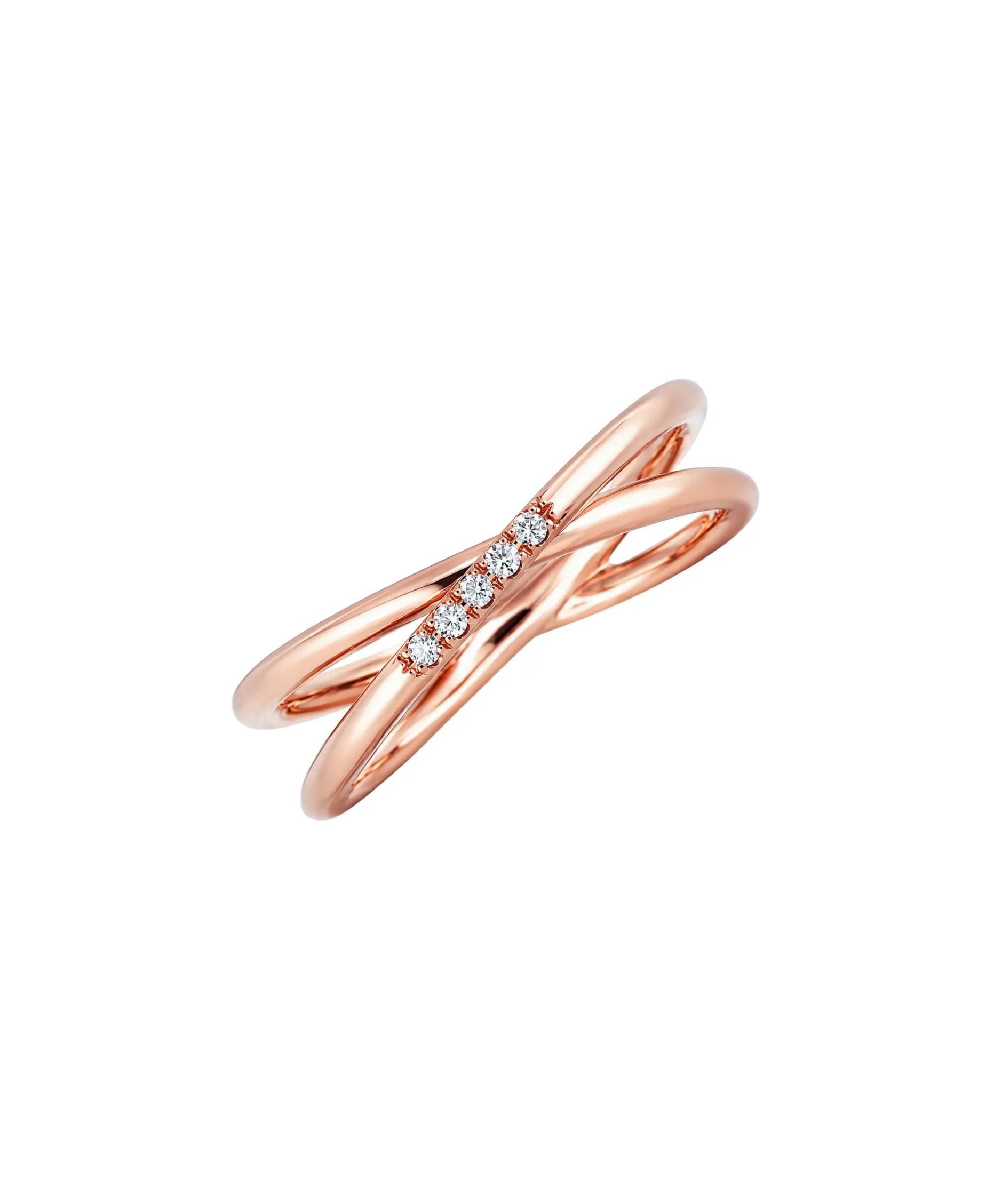 Anillo Cruzado Gold&Roses Oro Rosa Diamantes | GR-056
