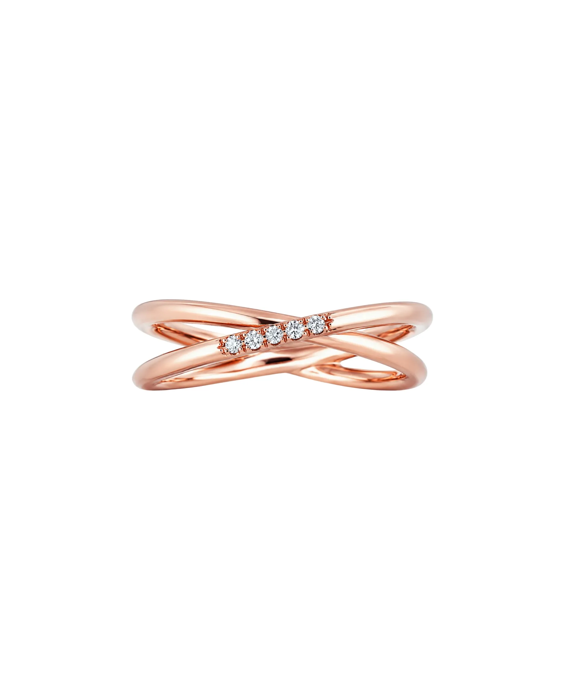 Anillo Cruzado Gold&Roses Oro Rosa Diamantes | GR-056