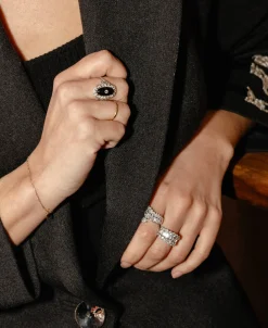 Anillo de Cóctel con Diamantes Baguette y Brillante 3,22 cts en Oro Blanco
