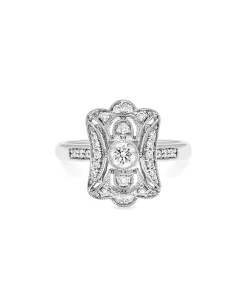 Anillo de Compromiso Art Decó con Diamantes 0,52 cts en Platino