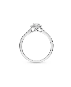Anillo de Compromiso con Roseta de Diamantes 0,68 cts en Oro Blanco
