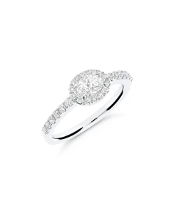 Anillo de Compromiso Oval con Brazo de Diamantes 0,74 cts en Oro Blanco