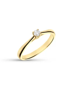 Anillo de Compromiso Solitario con Diamante 0,10 cts en Oro Amarillo