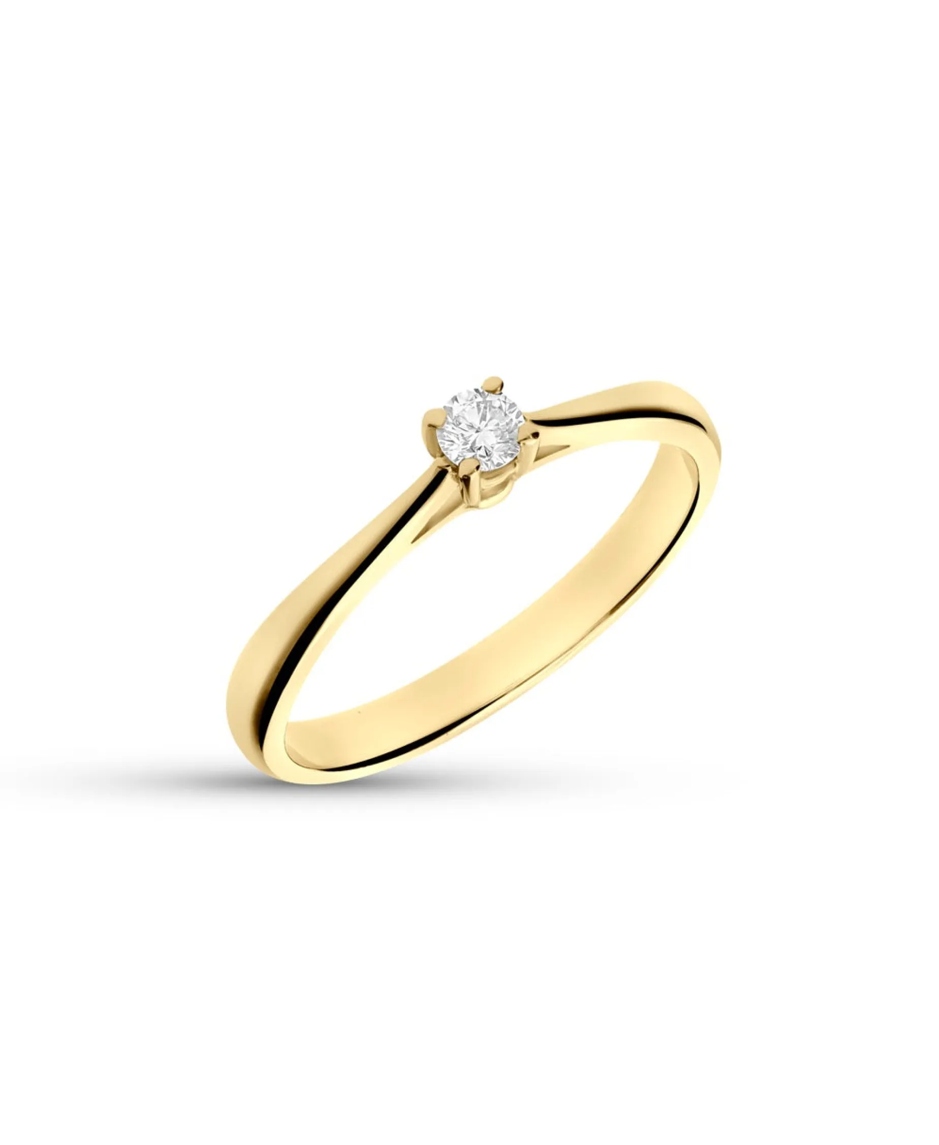 Anillo de Compromiso Solitario con Diamante 0,10 cts en Oro Amarillo