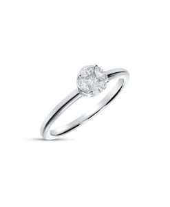 Anillo de Compromiso Solitario con Diamante Illusion en Oro Blanco
