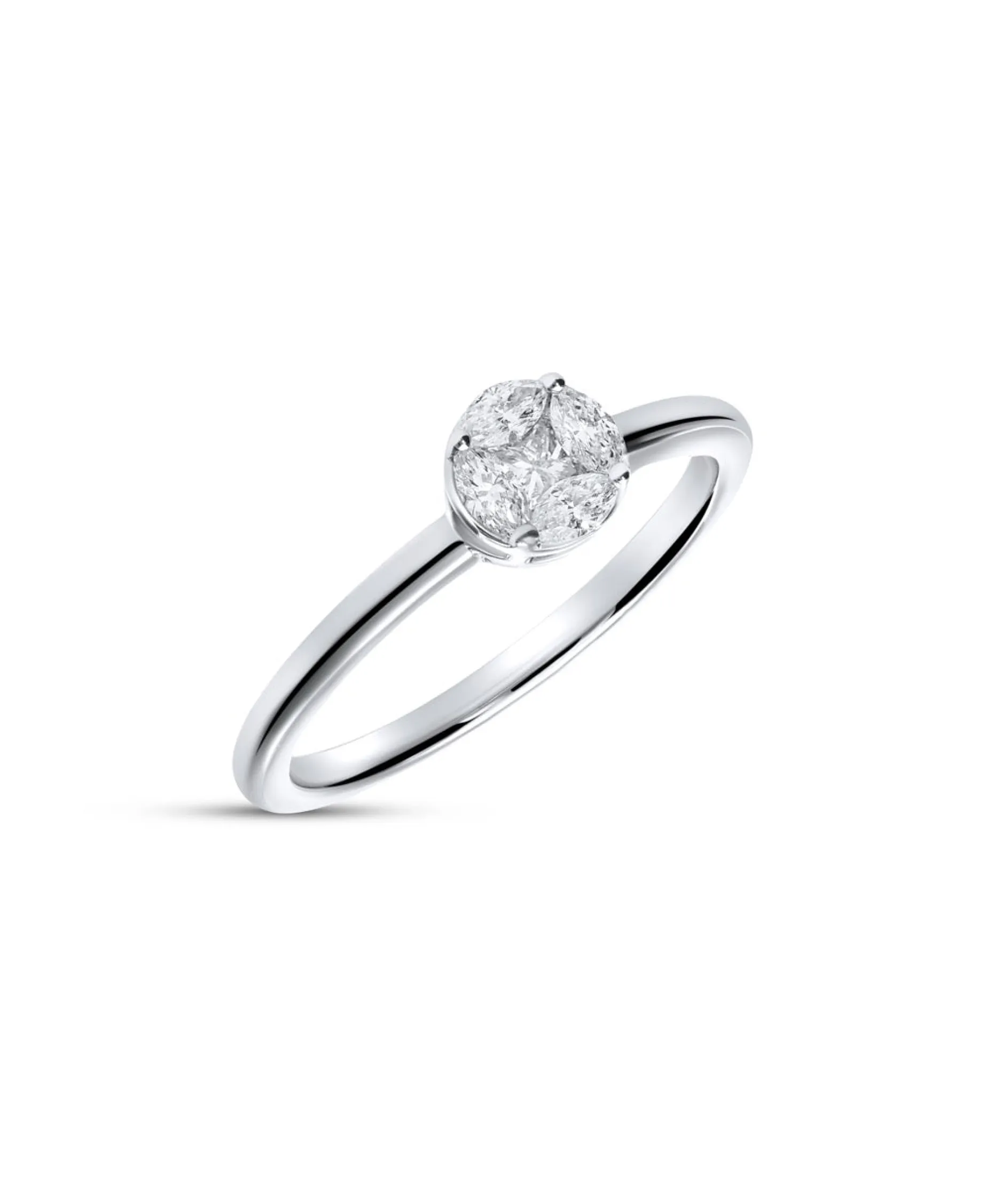 Anillo de Compromiso Solitario con Diamante Illusion en Oro Blanco
