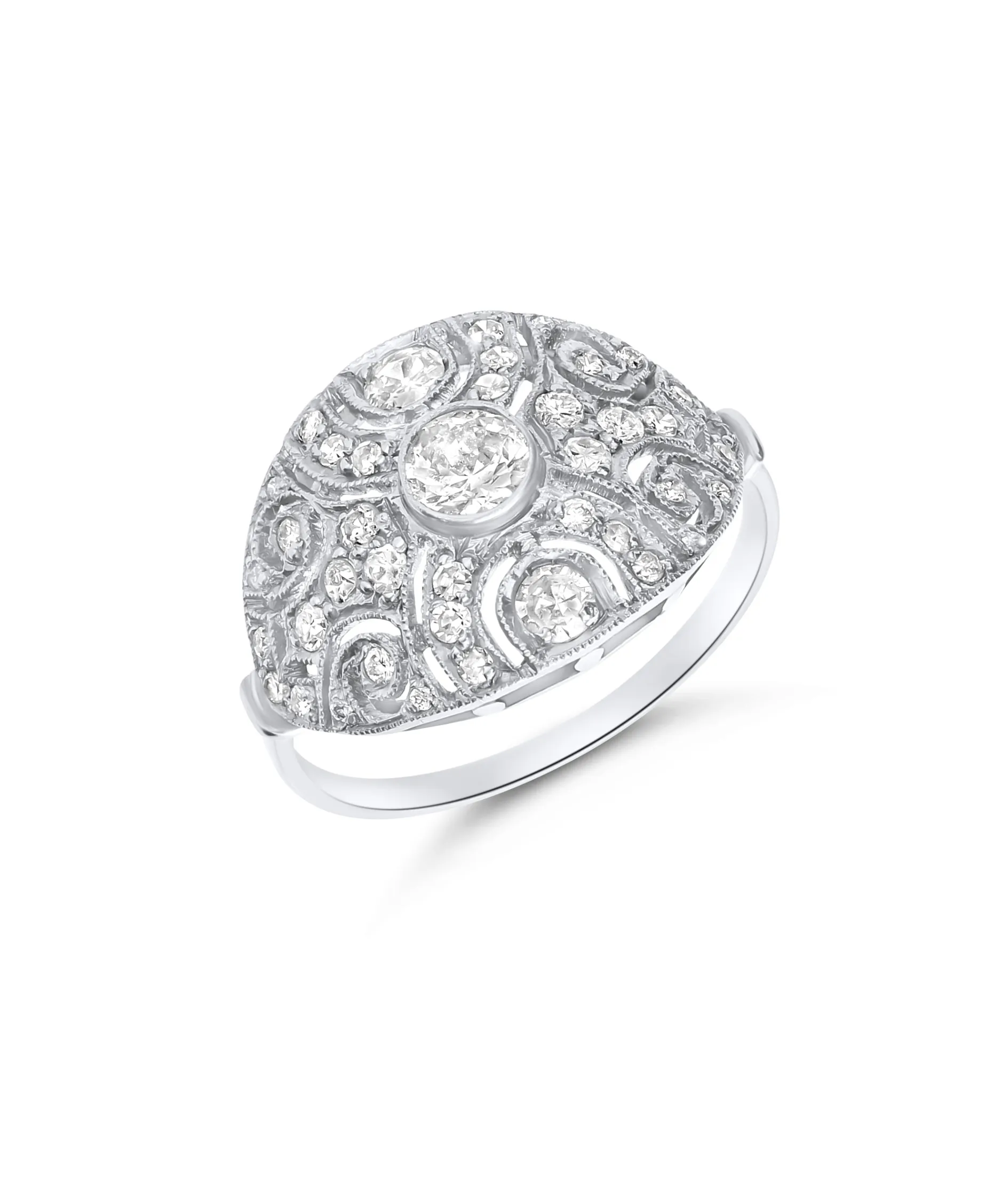 Anillo de Compromiso Vintage con 0,95 cts de Diamantes en Platino