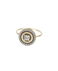Anillo DELCERRO Brazo Oro Orla Pavé Blanco | 10244B