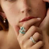 Anillo DELCERRO Oro y Plata Alianza Verde | 11013V