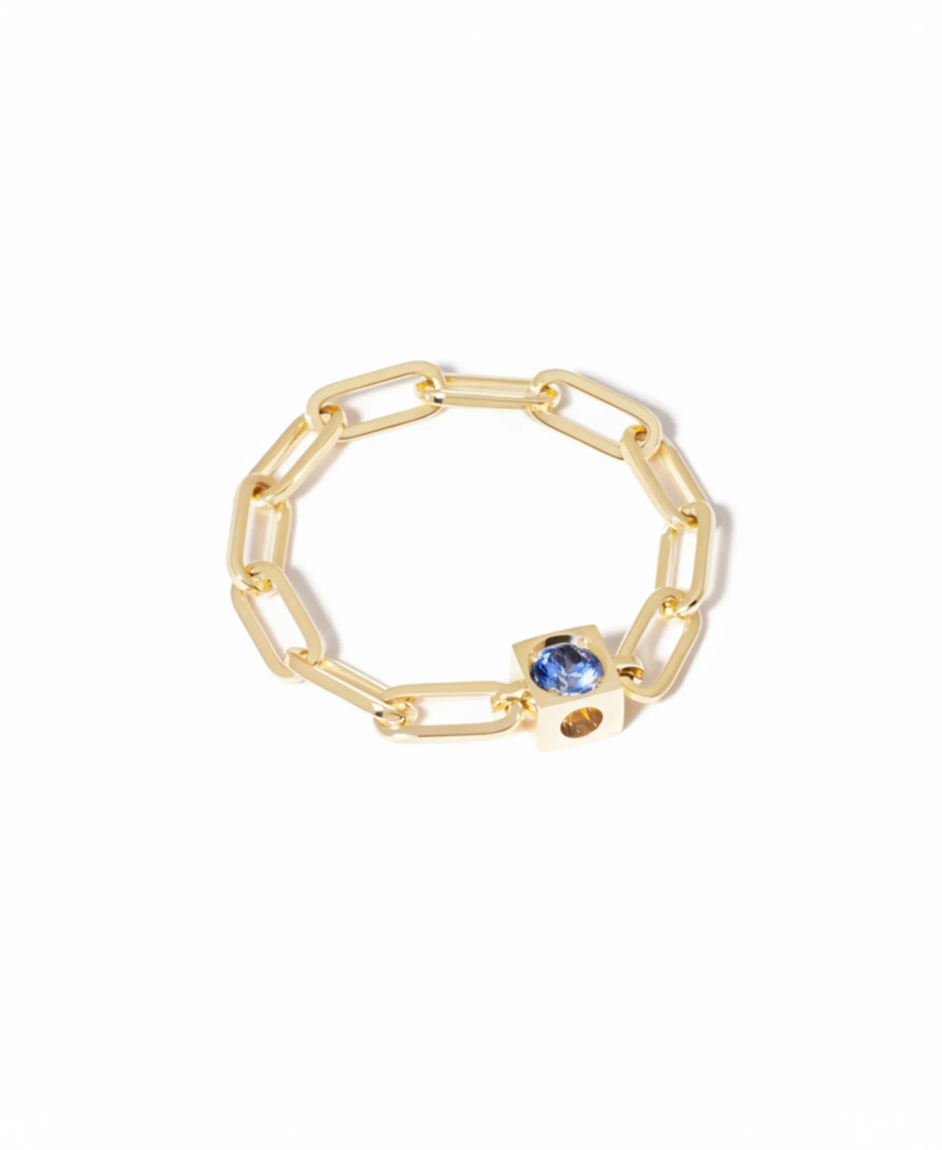 Anillo Dinh Van Cadena Le Cube Oro Amarillo y Zafiro Azul | 208111