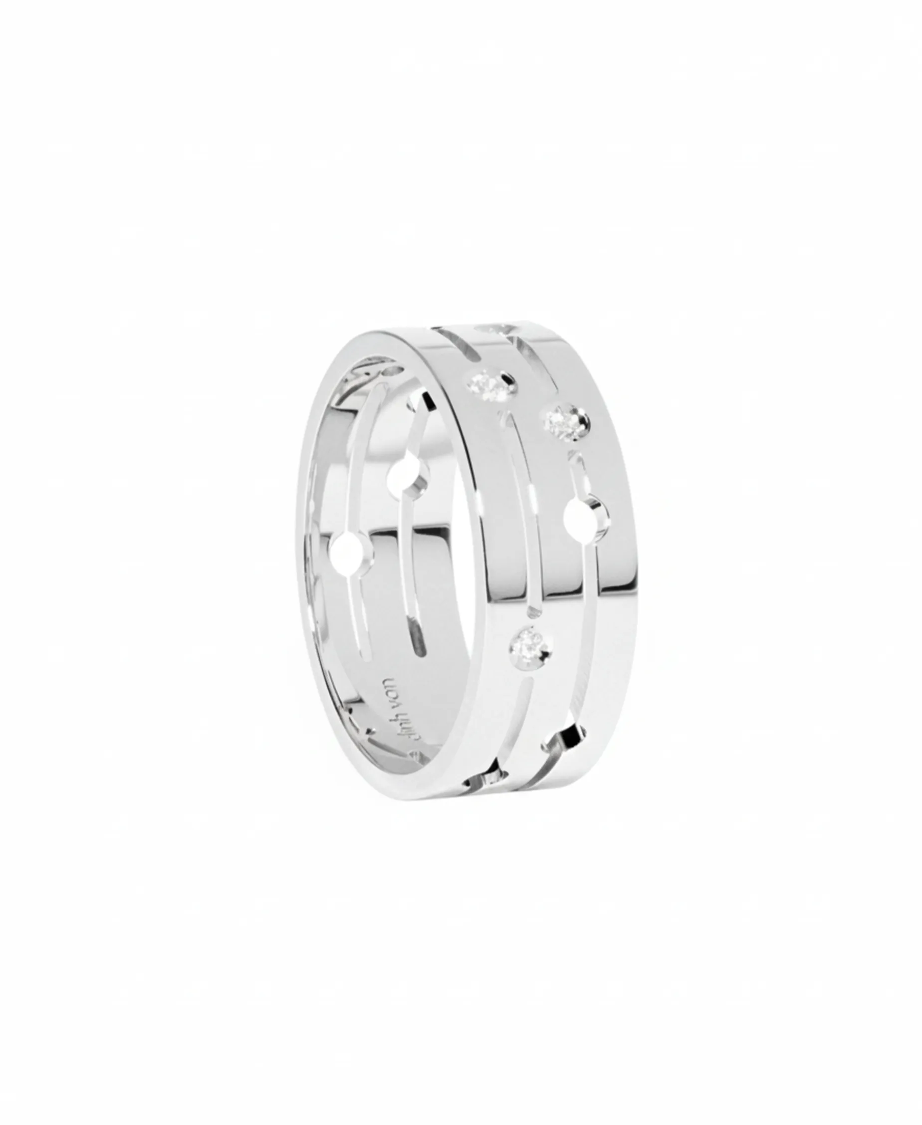 Anillo dinh van Pulse modelo mediano, oro blanco y diamantes | 228212
