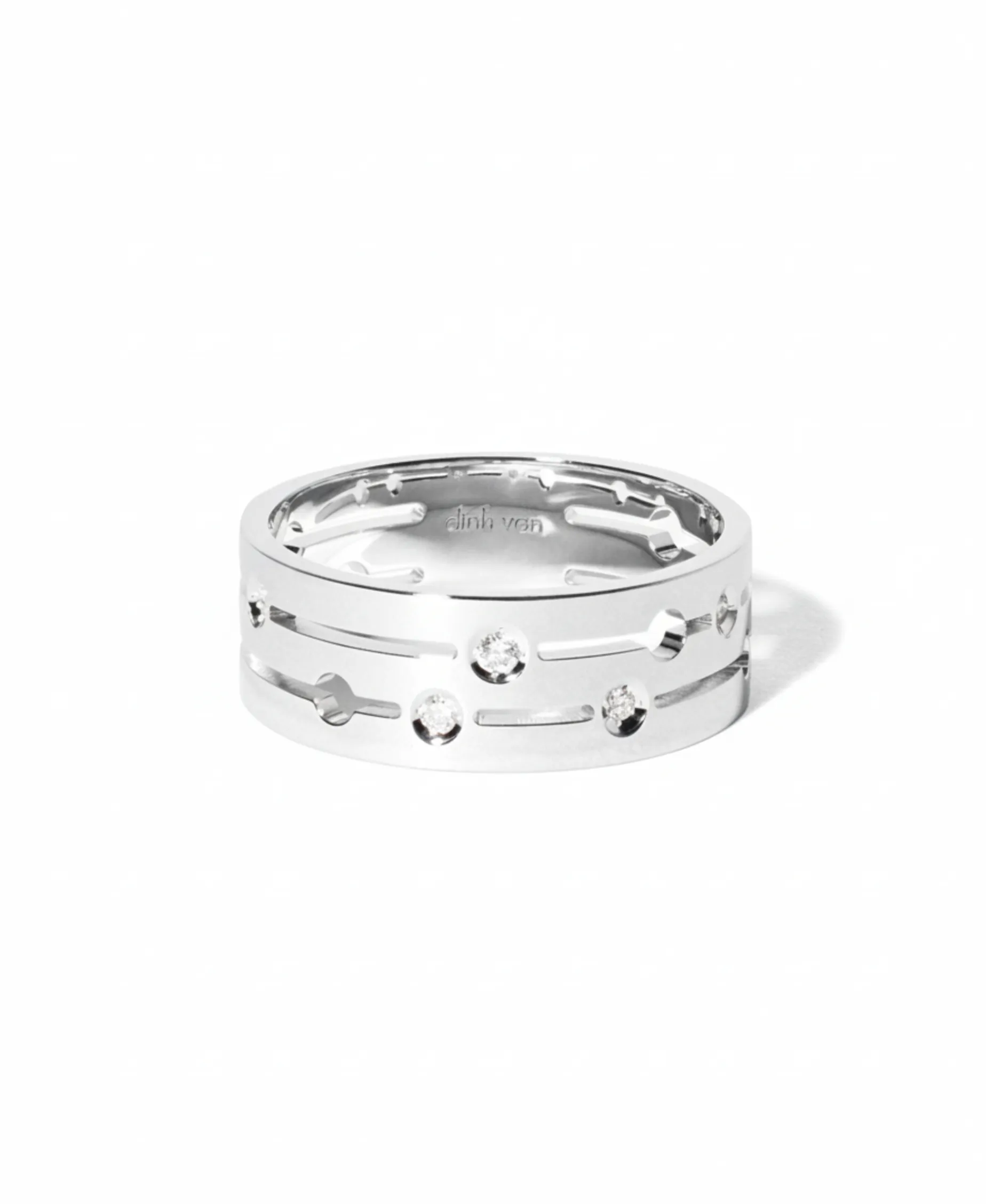 Anillo dinh van Pulse modelo mediano, oro blanco y diamantes | 228212
