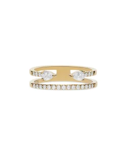 Anillo Doble Banda Abierto con Diamantes 0,46 cts en Oro Amarillo