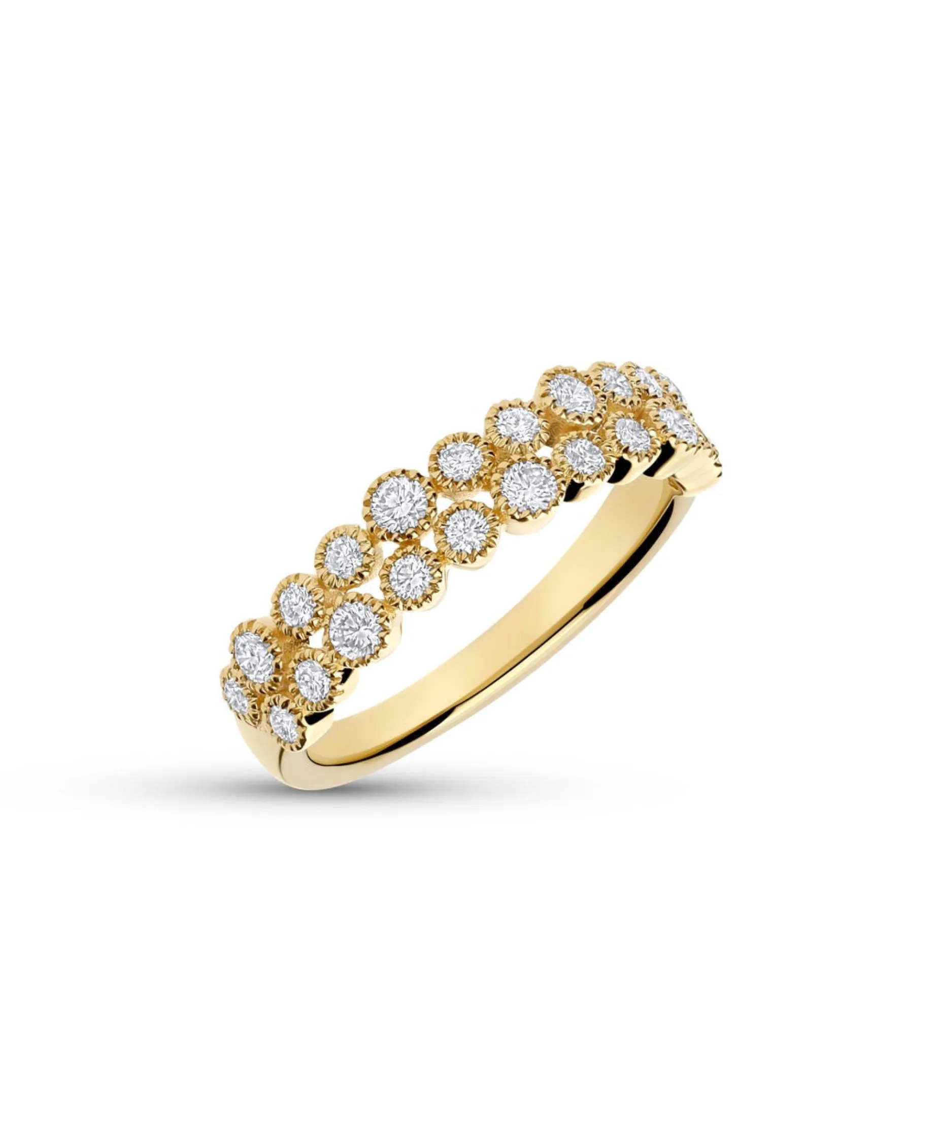 Anillo Doble Fila de Diamantes 0,53 cts en Oro Amarillo