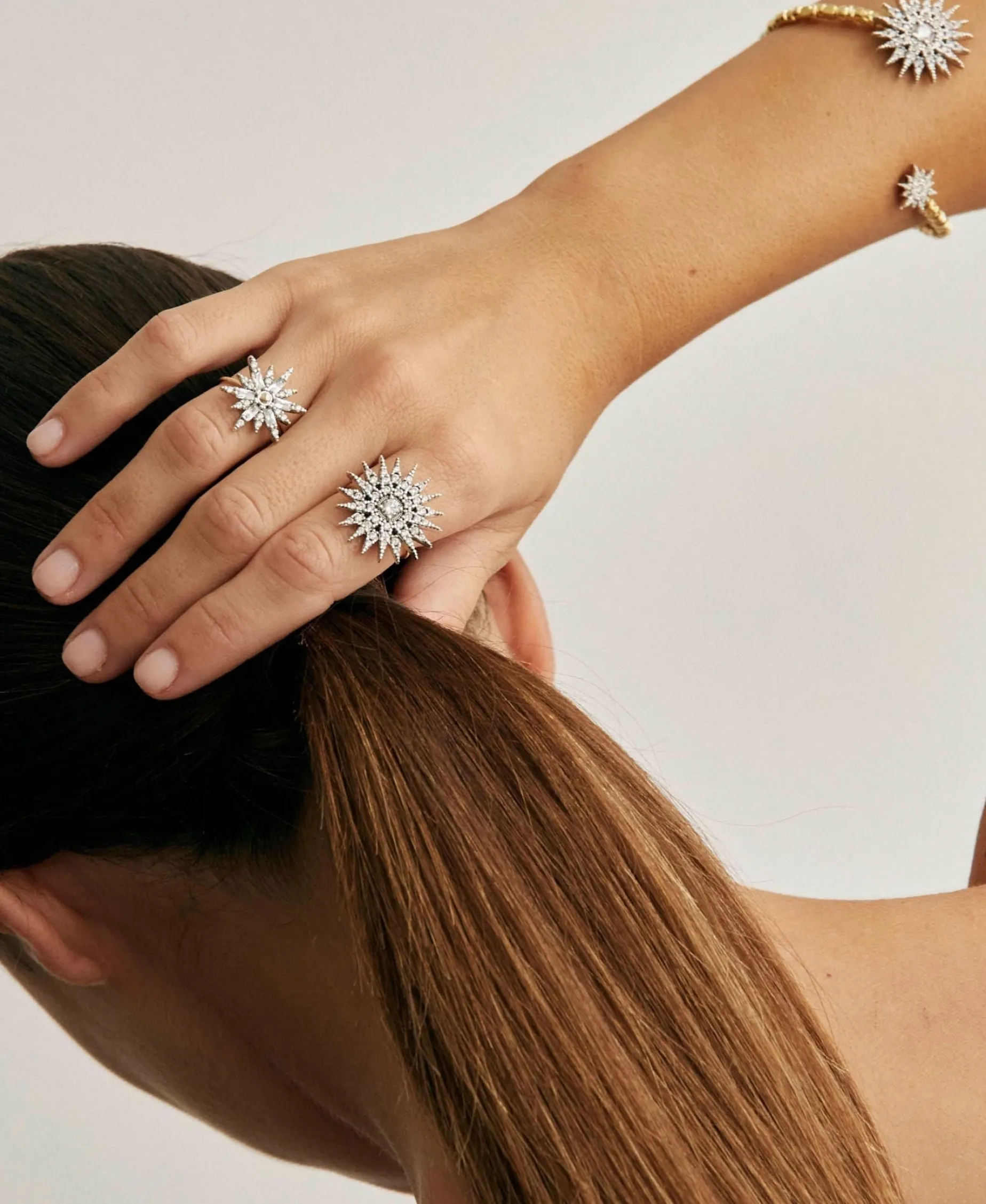 Anillo Estrella DELCERRO Baguettes Plata y Oro | 10938