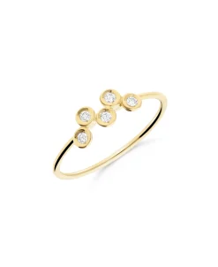 Anillo Fino con Cinco Diamantes en Oro Amarillo