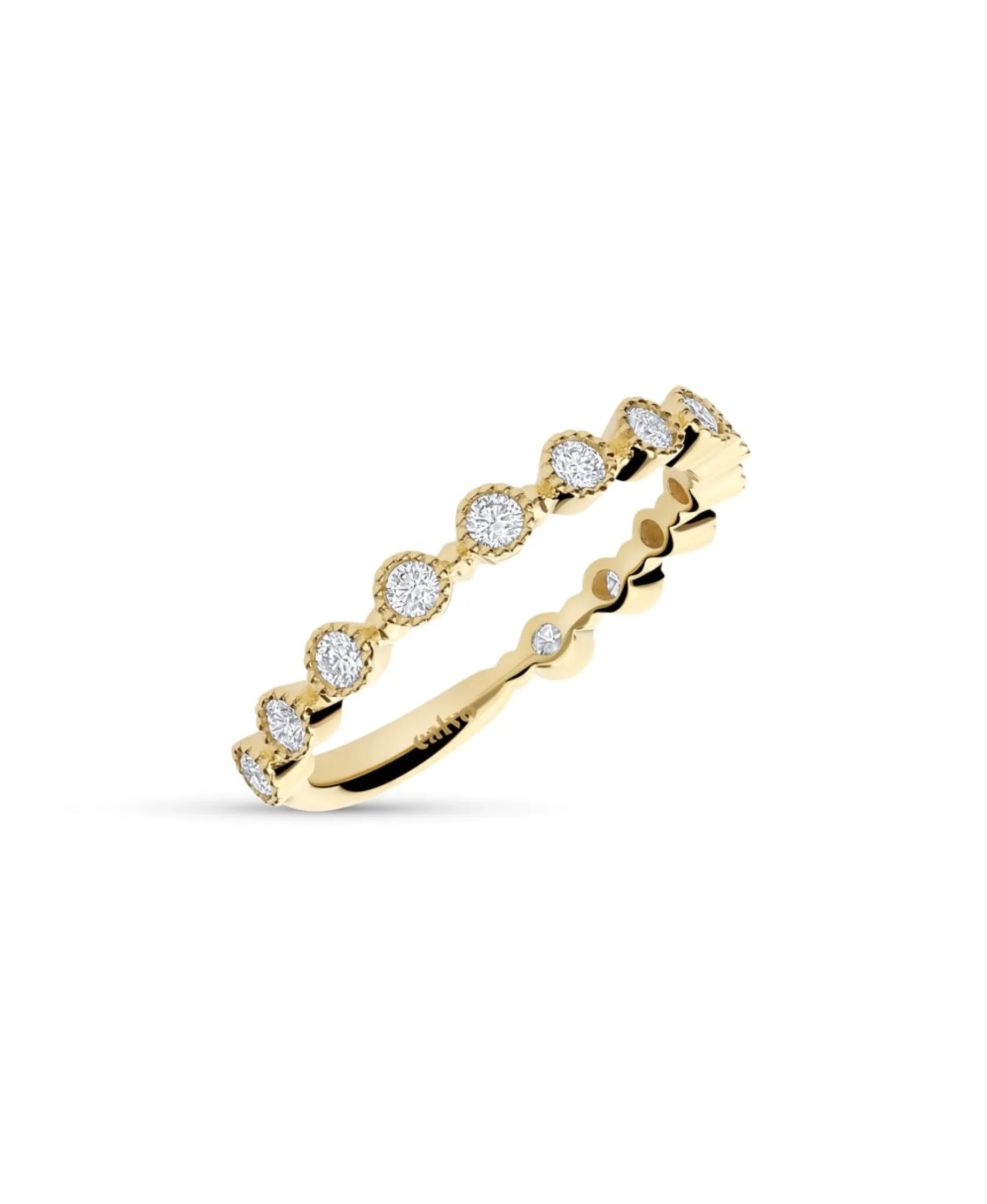 Anillo Fino con Diamantes 0,38 cts en Oro Amarillo