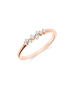 Anillo Fino con Diamantes en Oro Rosa