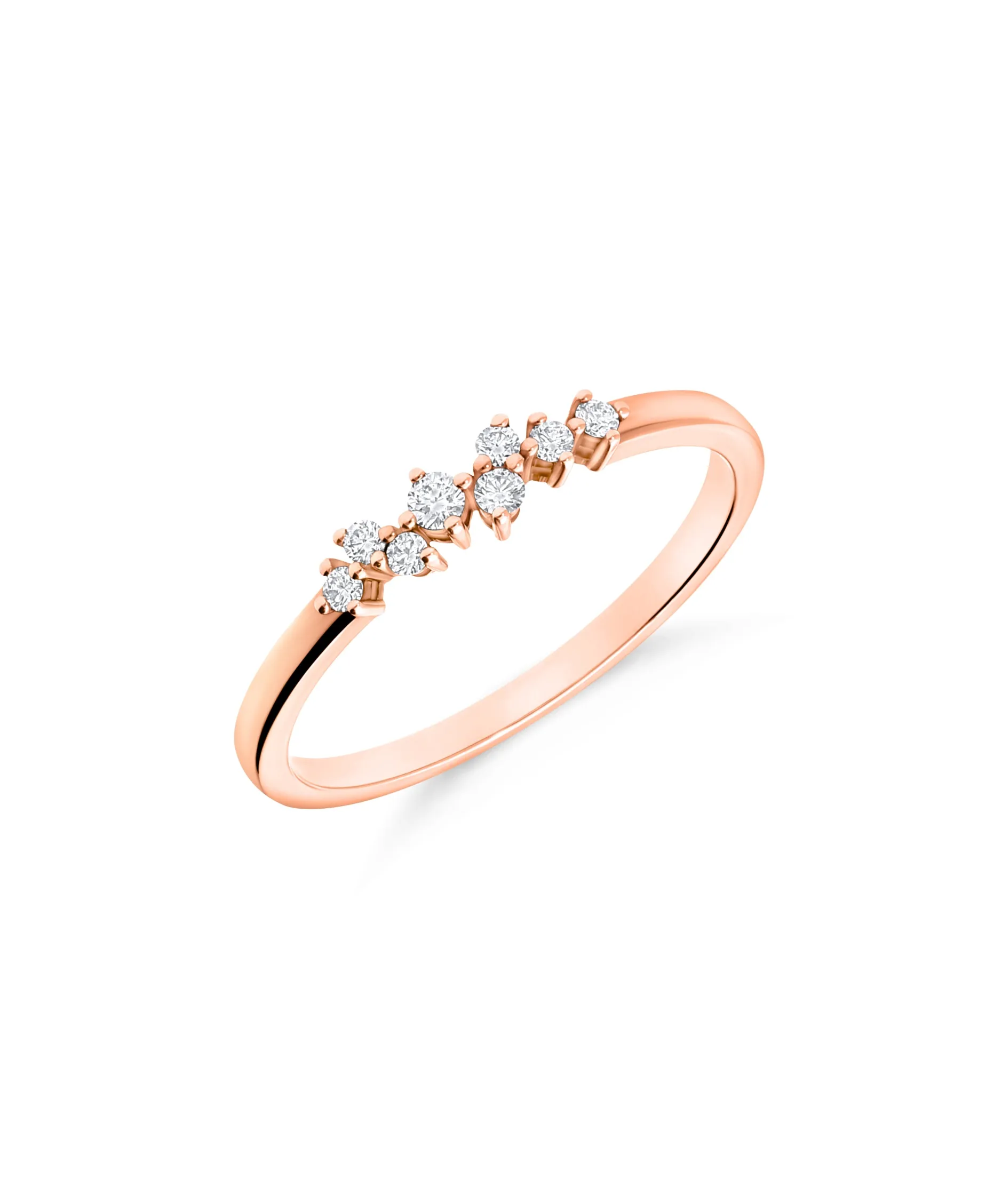 Anillo Fino con Diamantes en Oro Rosa