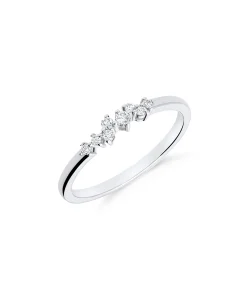 Anillo Fino con Diamantes en Oro Blanco