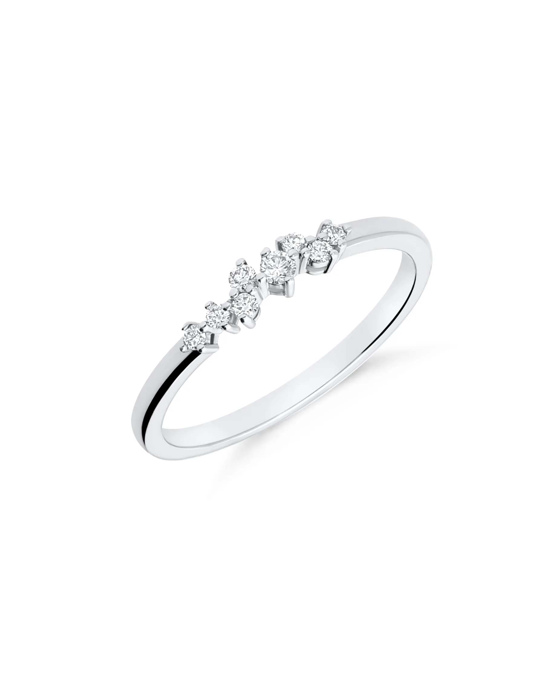 Anillo Fino con Diamantes en Oro Blanco