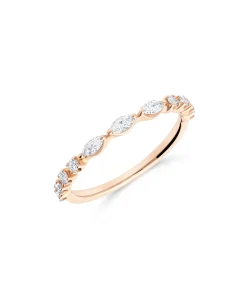 Anillo Fino con Diamantes Multitalla en Oro Rosa