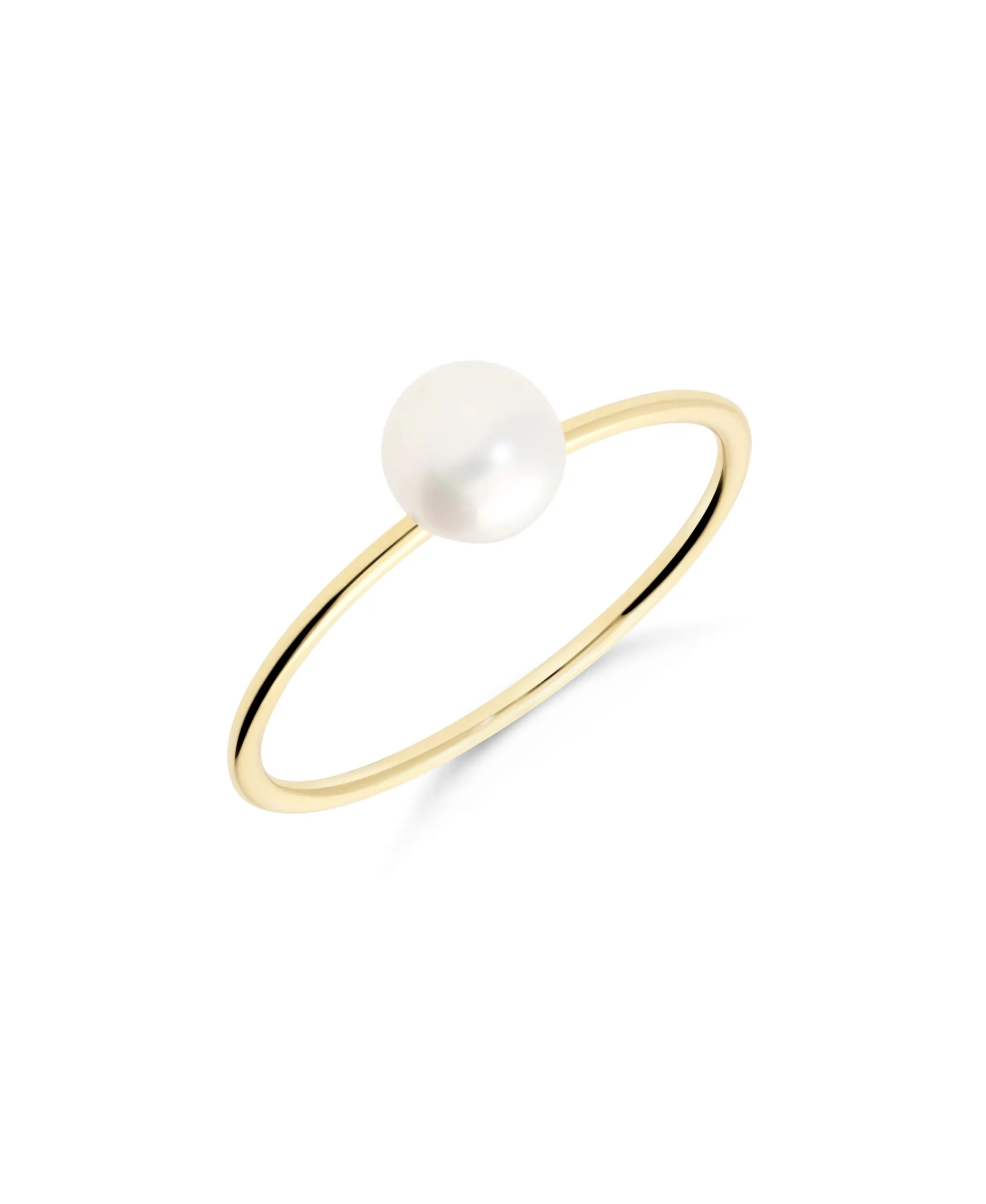 Anillo Fino con Perla S en Oro Amarillo