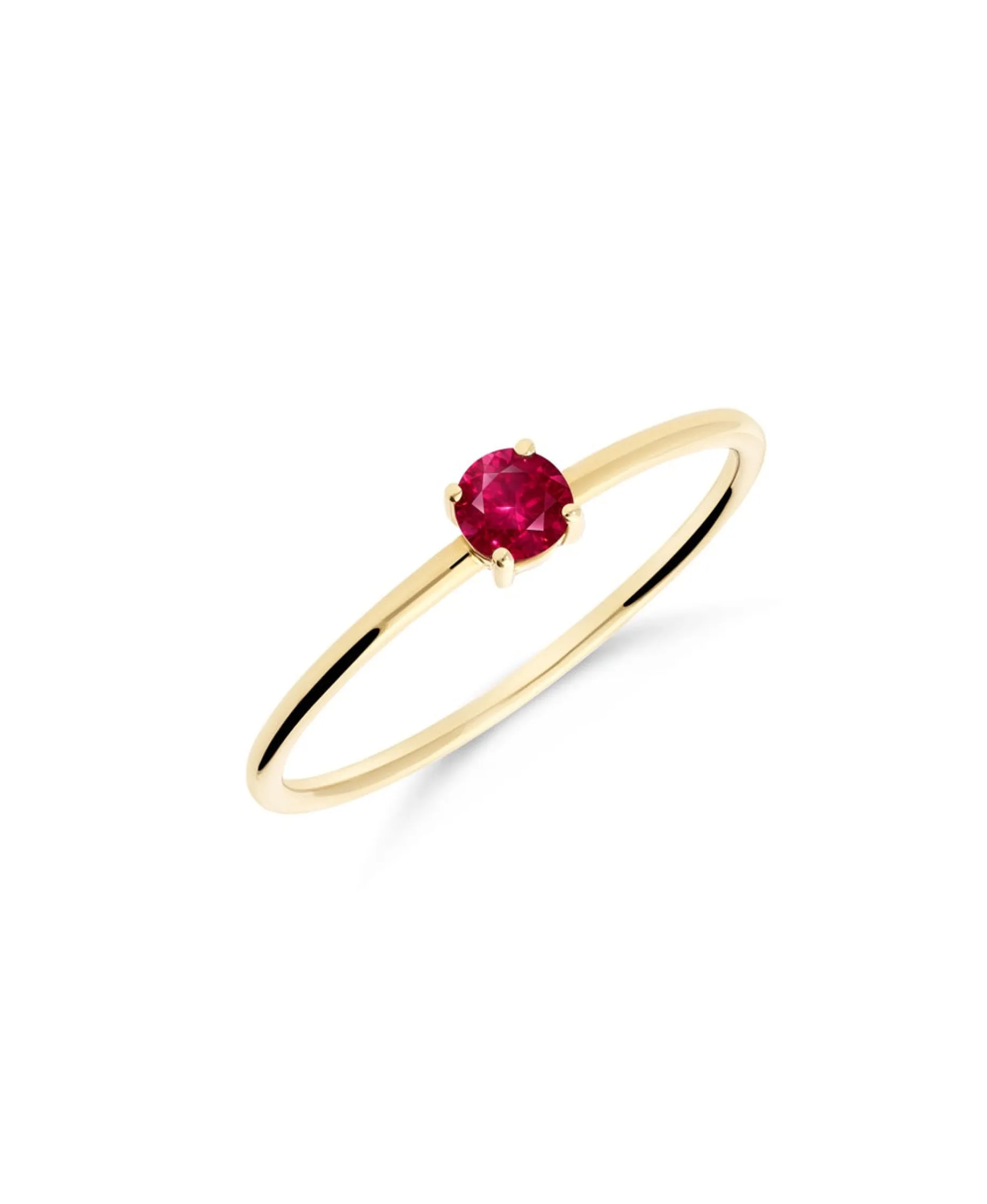 Anillo Fino con Rubí en Oro Amarillo