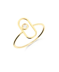 Anillo Fino Oval con Diamante en Oro Amarillo