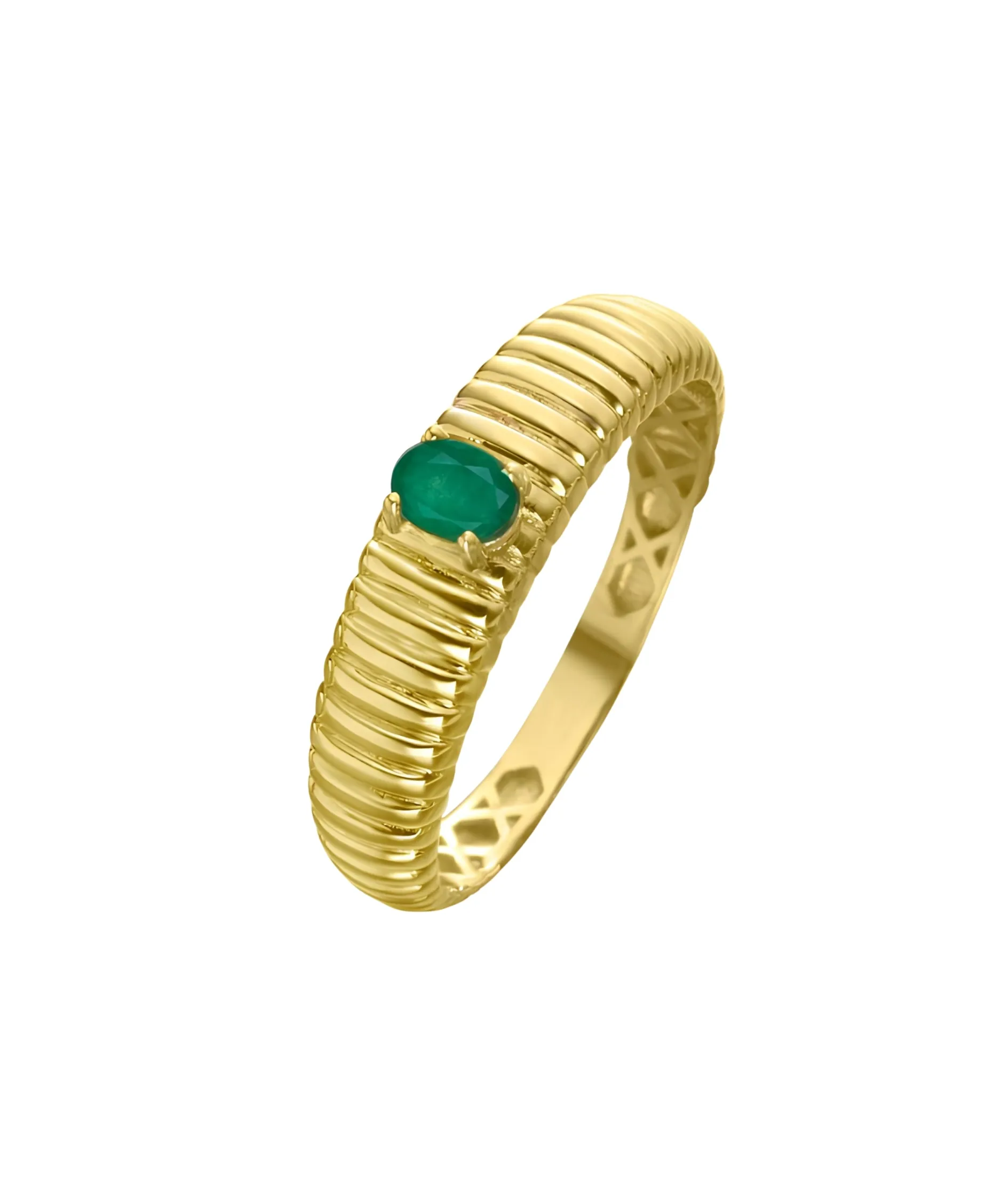 Anillo Gallonado LECARRÉ Oro con Esmeralda Oval | GA197ES
