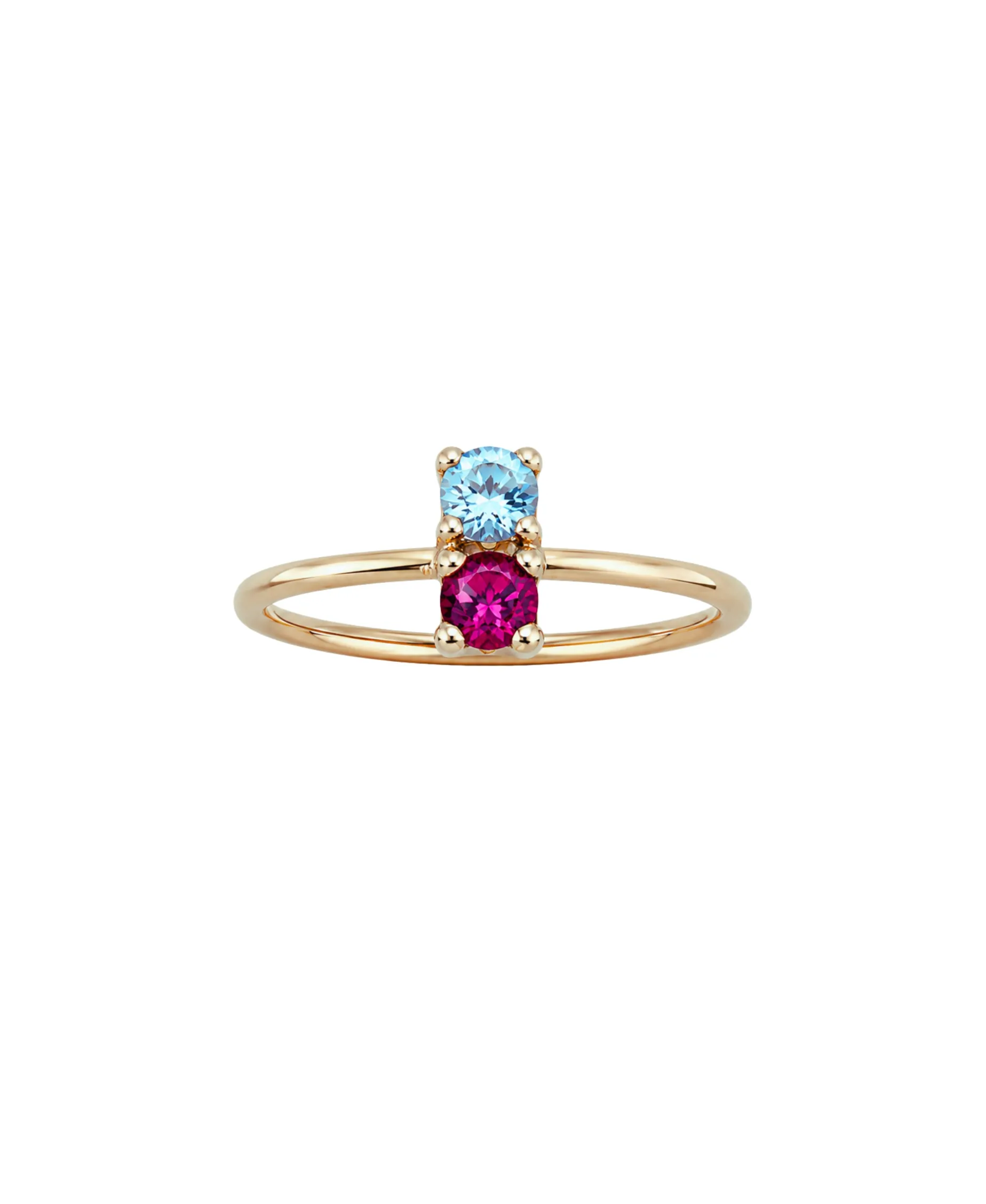 Anillo Gold&Roses Duo Oro Amarillo Rubelita y Topacio Azul | GR-030.1