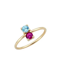 Anillo Gold&Roses Duo Oro Amarillo Rubelita y Topacio Azul | GR-030.1