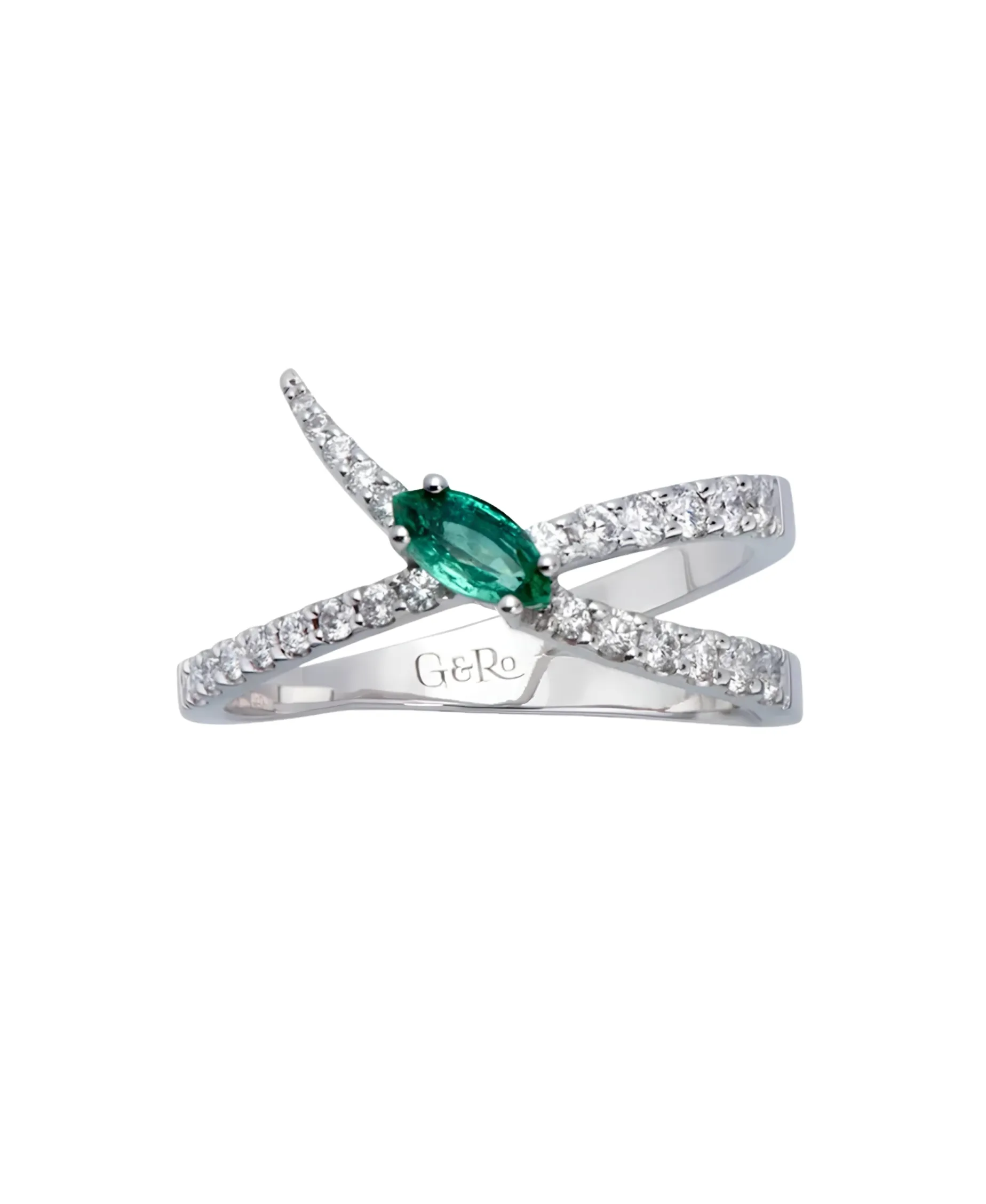 Anillo Gold&Roses Jardín de Aire Oro Blanco Esmeralda y Diamantes | GR-463.1EM