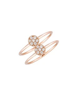 Anillo Gold&Roses Pavé Doble Oro Rosa Diamantes | GR-139.3